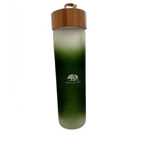 Origins Green Frosted Glass Water with a Bamboo Lid| 22 oz